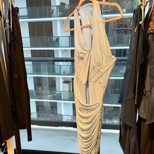Elegant Gray Ruched Dress